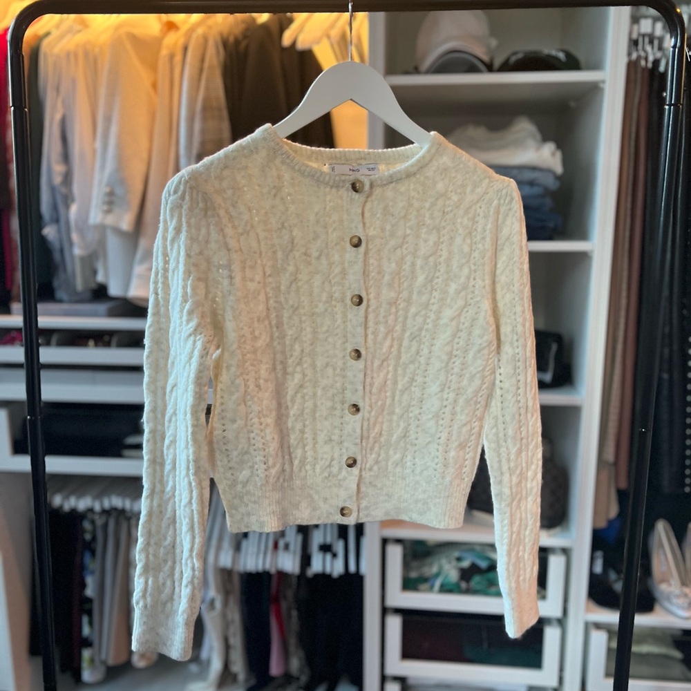 Mango Ivory Cable Knit Sweater